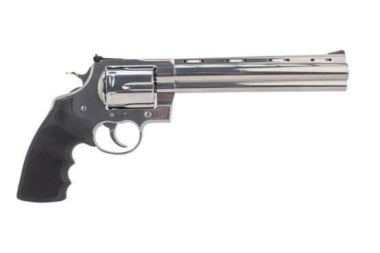 Colt .44 Magnum 8 inch Anaconda six Round Revolver features a black hogue grip